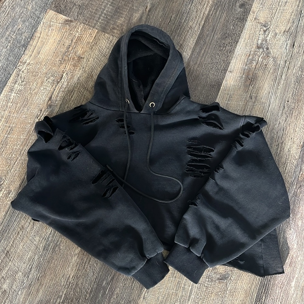 Asymmetrical Distressed Hoodie